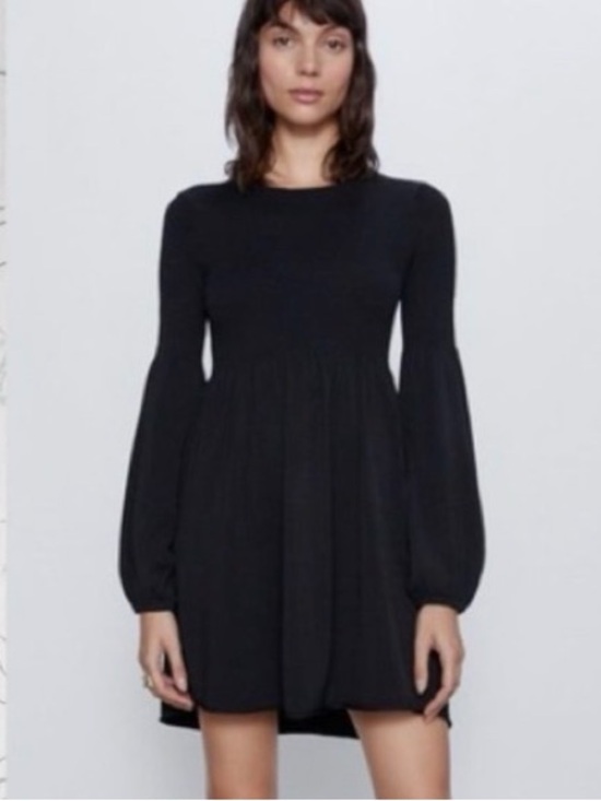 Zara Dresses & Skirts - Zara Black Long-Sleeve Mini Babydoll Dress